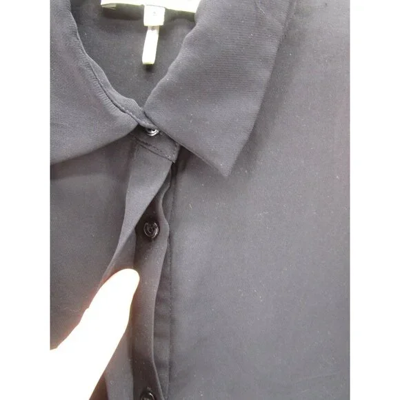 Sandro Top 3 Paris Blouse Studded Button Up Collared Career Large - Picture 3 of 11